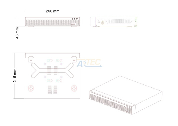 ATEC-NV16-650 IP видеорегистратор, 5(8) Мп, 16 каналов